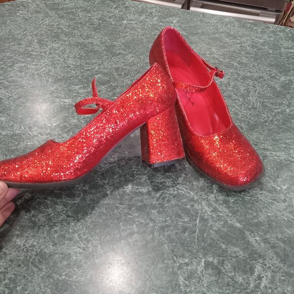 Ellie 3" Chunky Heel Glitter Sequined Heels Adult Women 11 Costume Shoes Judy - Picture 1 of 10